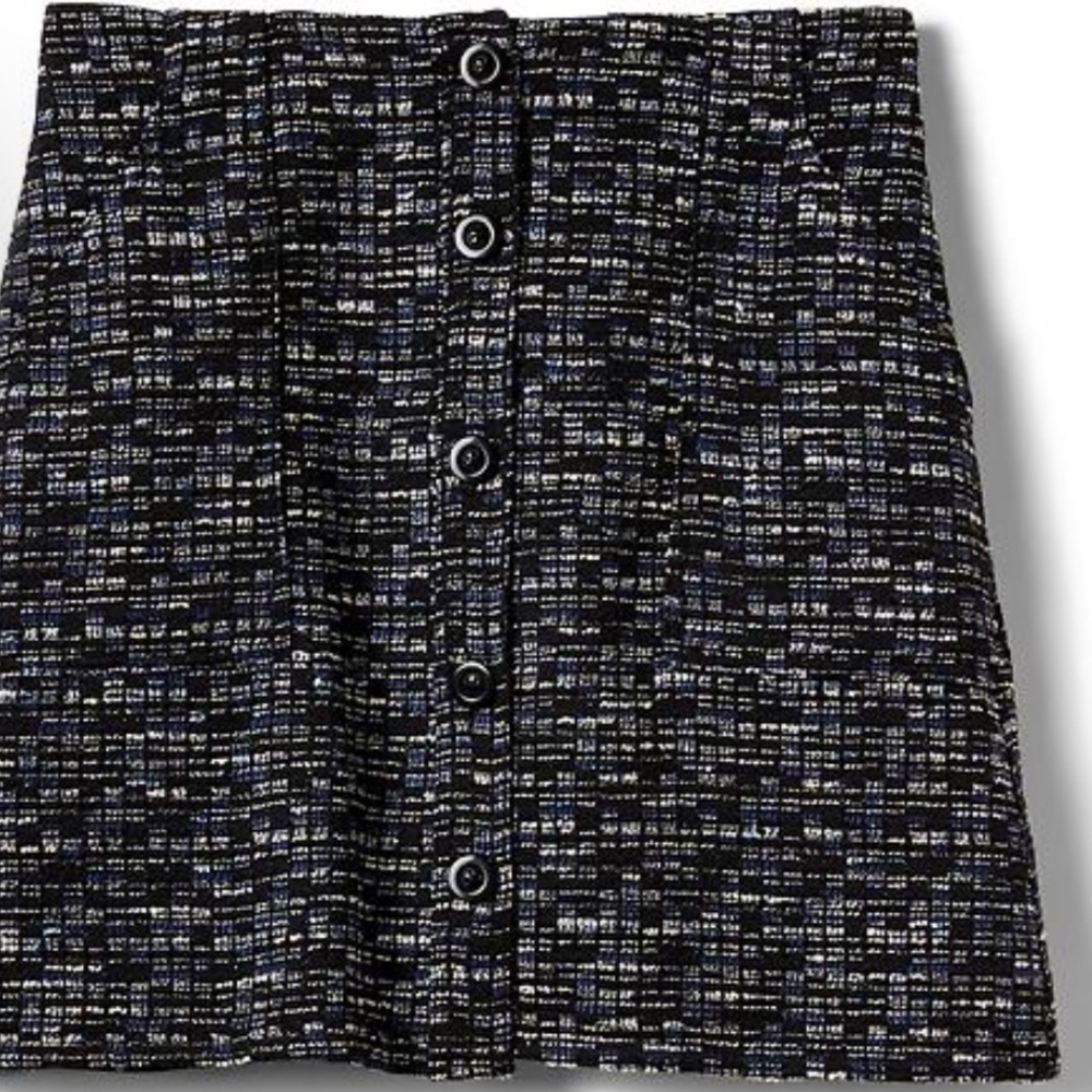 [10]Banana Republic Black Blue Tweed A-Line Mini Skirt for Work